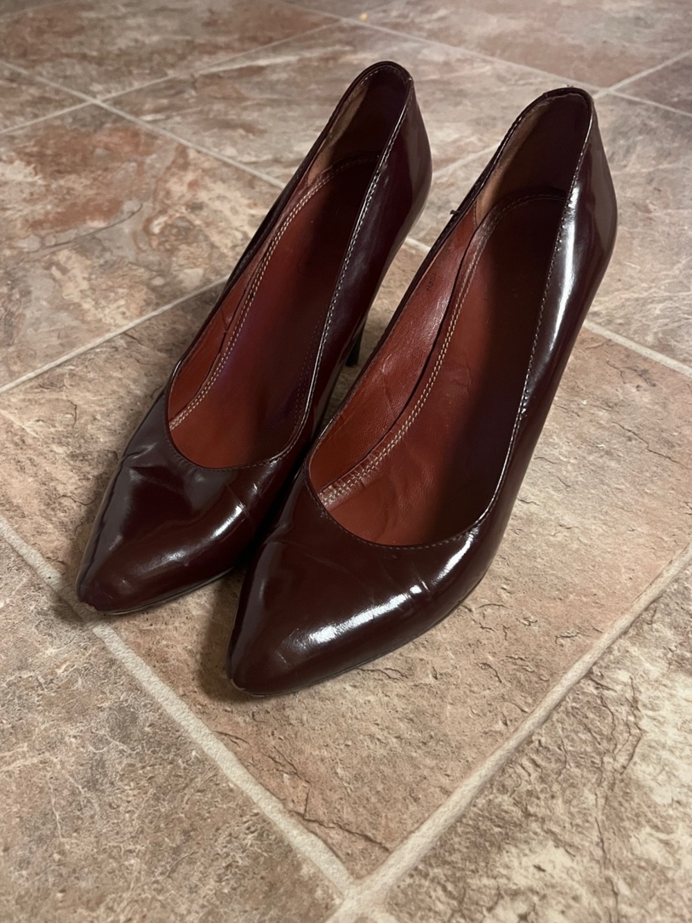 Coach Women's Pointed Toe Pump in Dark Burgundy Leather
